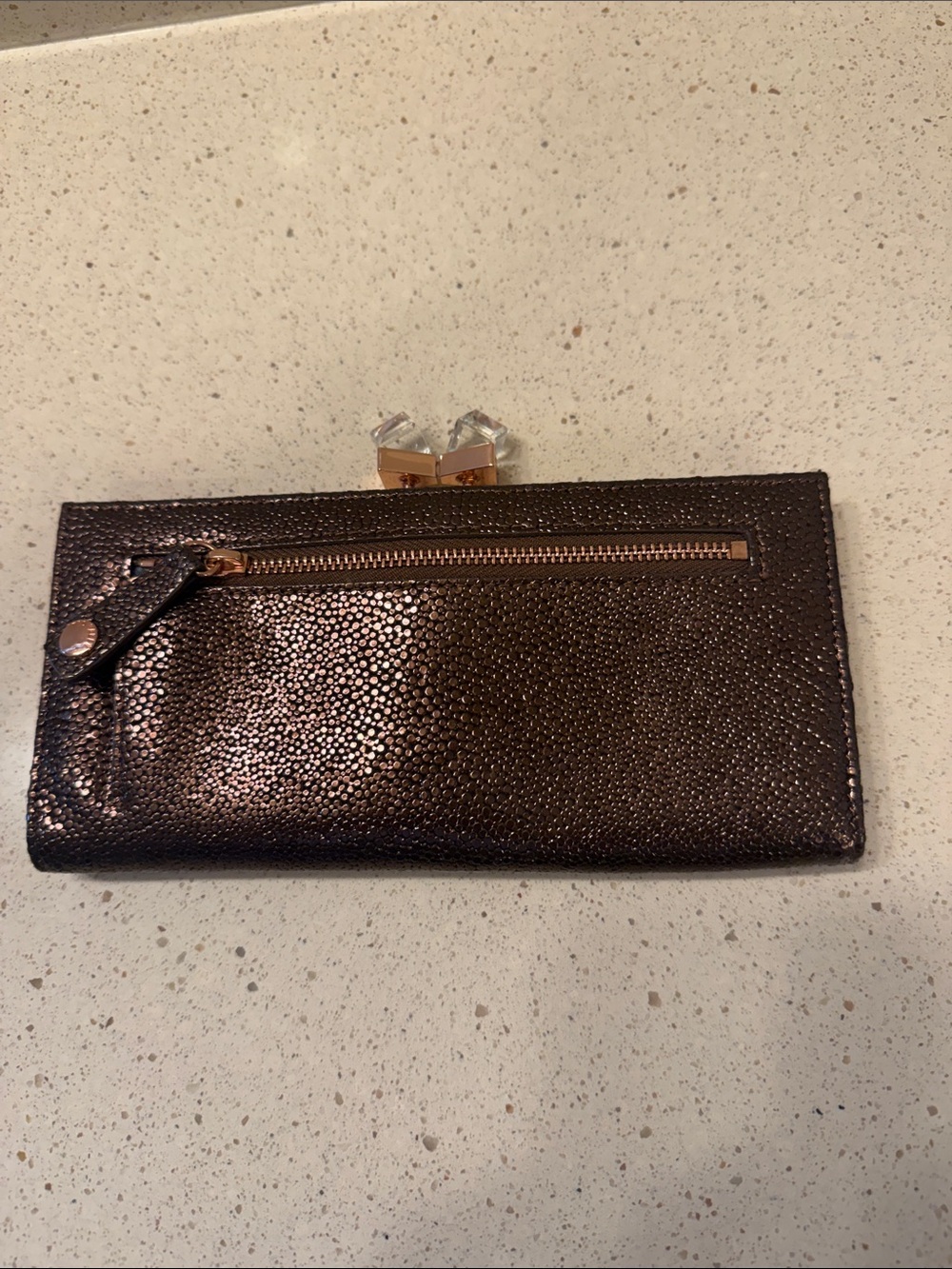 Ted Baker Sparkle Evening Clutch in Bronze with Rose Gold hardware - Picture 2 of 5
